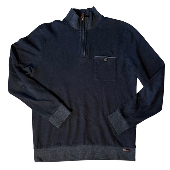 Ted Baker Men’s Navy Quarter-Zip Pullover Sweater, Size 3 (M) - Picture 2 of 7